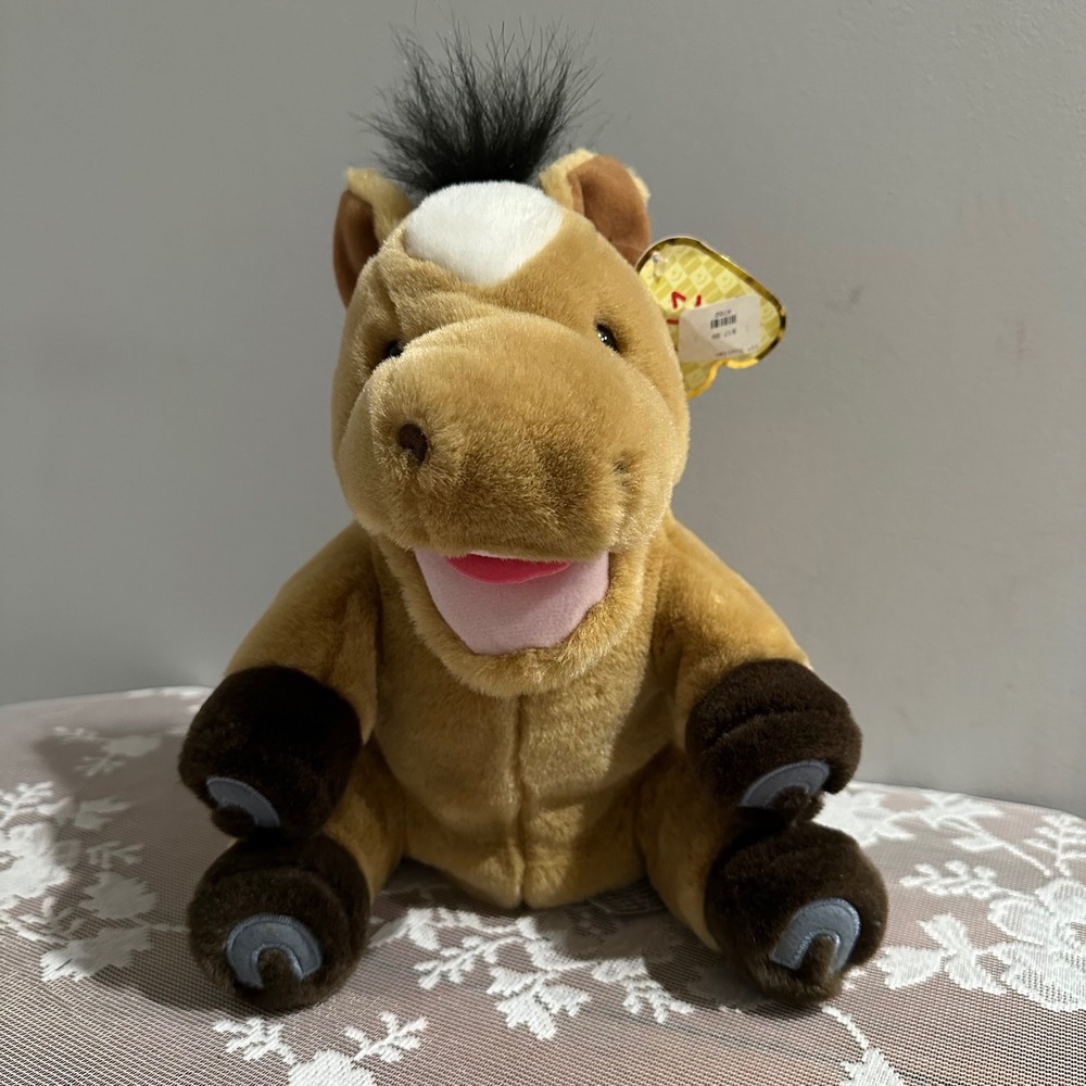 NWT Aurora Trotter Hand Puppet Horse Plush Toy Item 06355 Brown White‎ 11 in